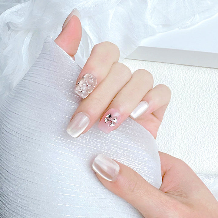 Elegant French Tip Press-On Nails Bowlift
