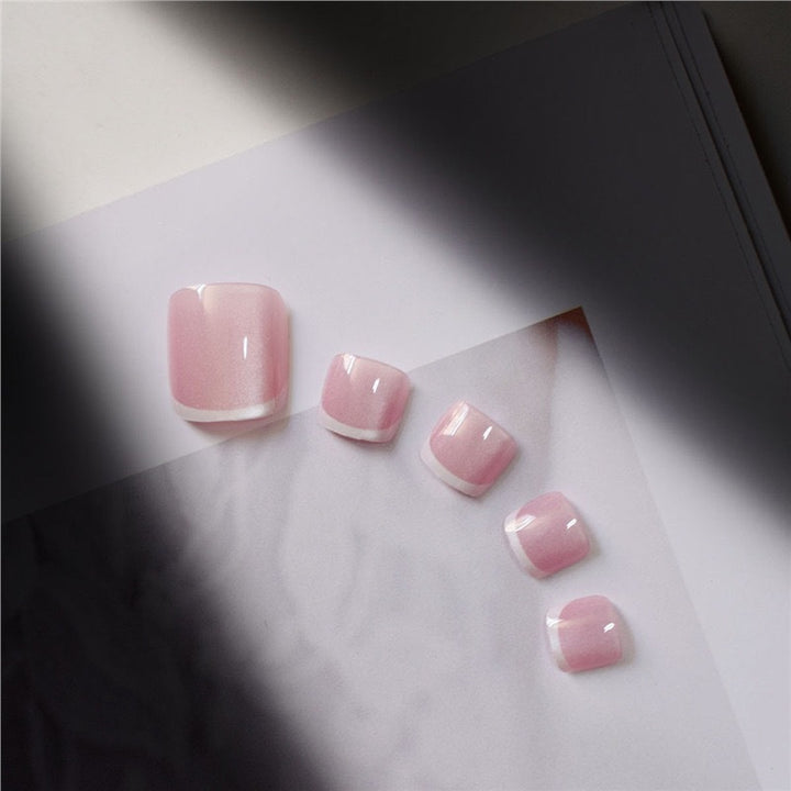 Glossy French Tip Gel Toe Nail Enhancements Bowlift