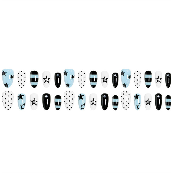Artificial nails with trendy star and dot designs Bowlift
