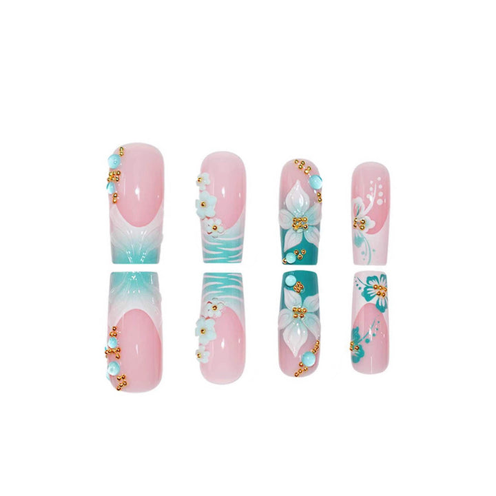 Luxurious Floral Art Nail Enhancements Bowlift
