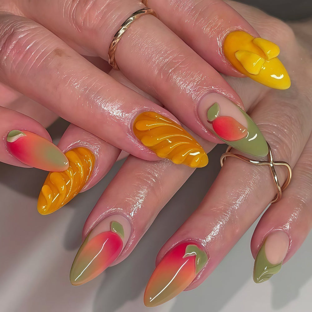 Artificial Nail Set with Fruity Design Bowlift