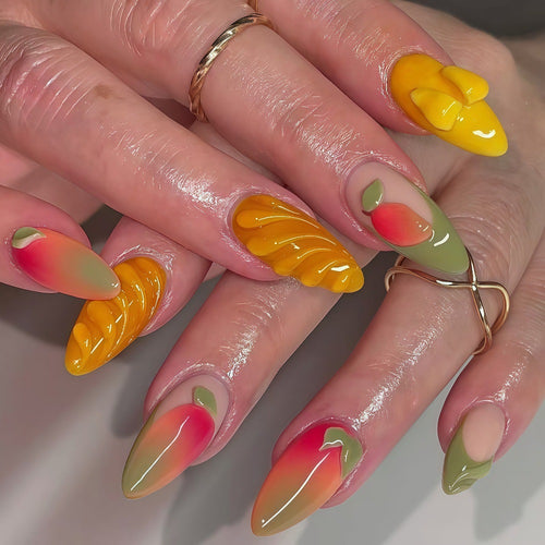 Artificial Nail Set with Fruity Design Bowlift