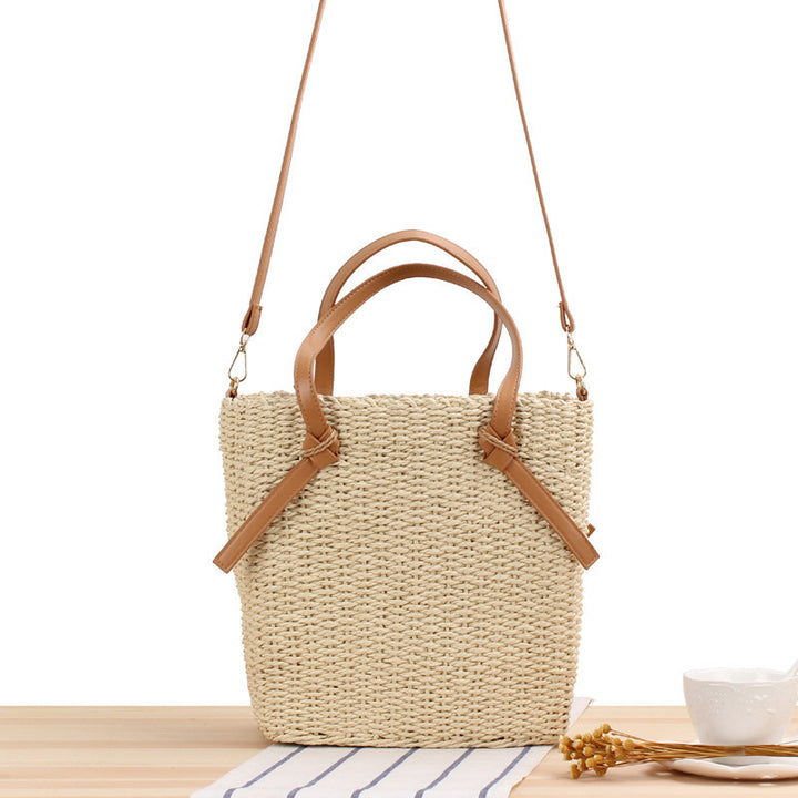 Elegant Braided Shoulder Bag with Leather Handles Bowlift