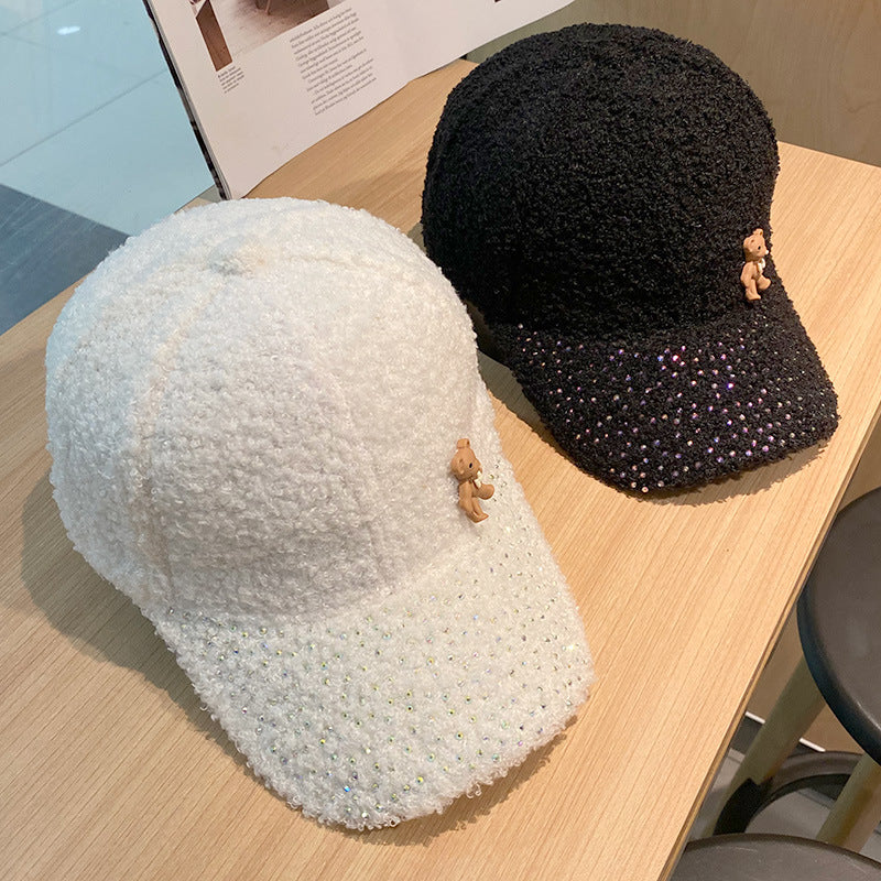 Women's Shimmering Fuzzy Baseball Cap Bowlift