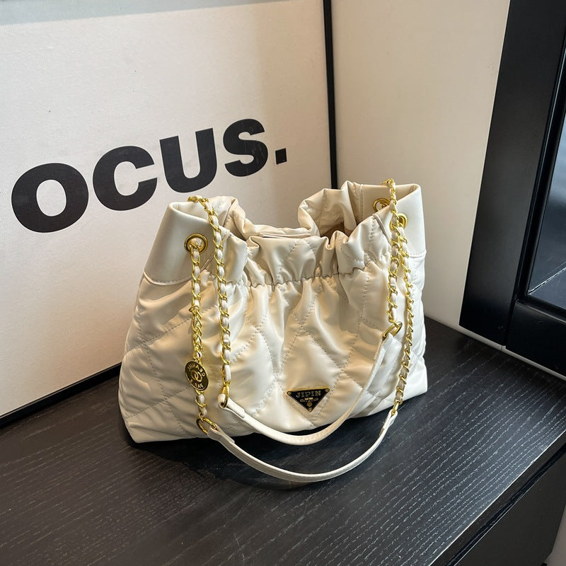 Quilted Chain-Handle Shoulder Bag Bowlift