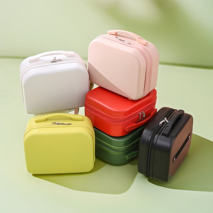 hard-shell travel vanity case with molded handle and double-zip closure Bowlift