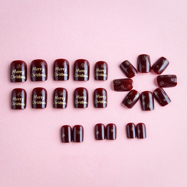 Festive Christmas-Themed Press-On Nail Art Bowlift 1787543209