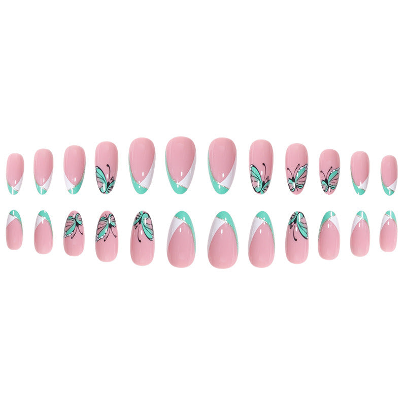 Elegant Butterfly-Design Press-On Nails Bowlift