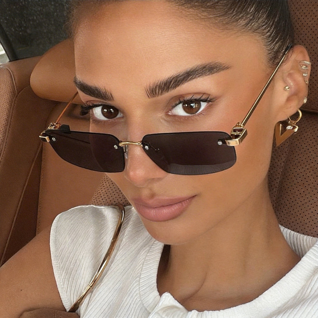 Ladies fashionable rectangular sunglasses with minimalist frame Bowlift