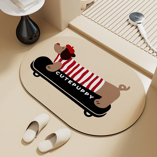Playful Dog-Themed Bath Mat