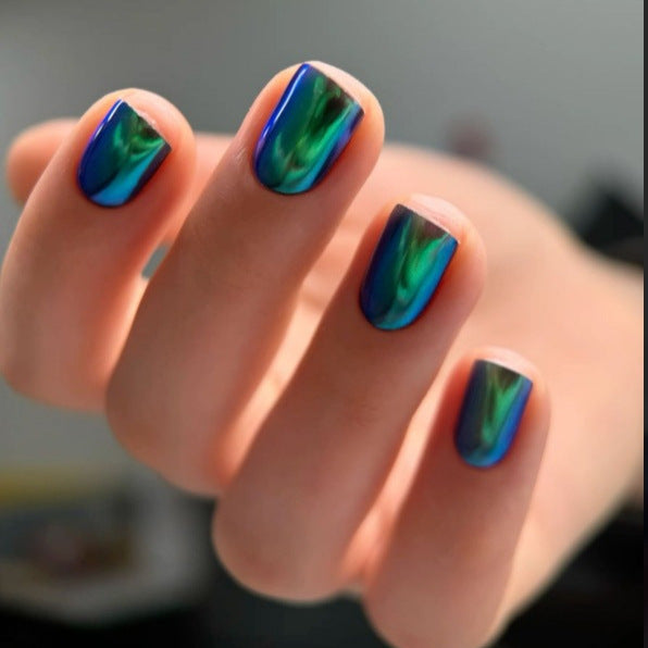 Iridescent Marble Effect Press-On Nails Bowlift