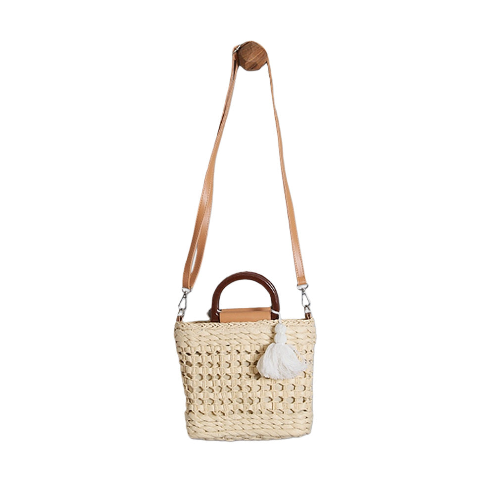 Handbag with Removable Shoulder Strap and Faux Leather Elements Bowlift