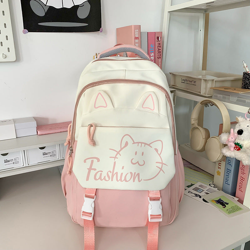 Backpack with Cute Cat Ears and Practical Compartments Bowlift