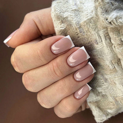 Elegant Nail Extensions with Precise French Tip Bowlift