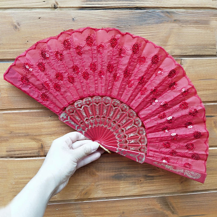 Ladies handcrafted fan with exquisite embroidery Bowlift