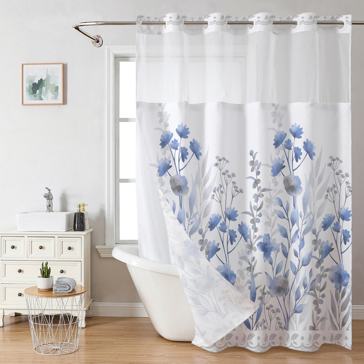 Floral Design Shower Curtain Bowlift