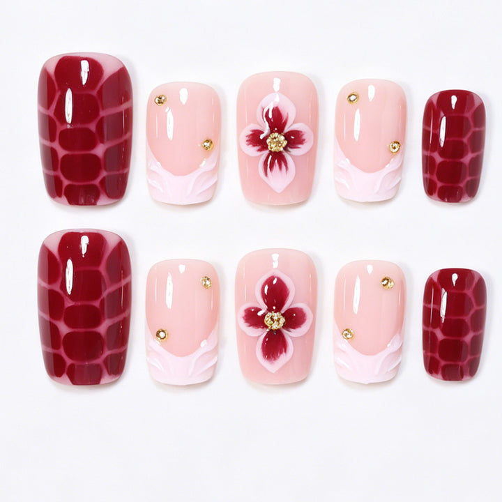 Elegant Floral Acrylic Nail Art Tips Bowlift