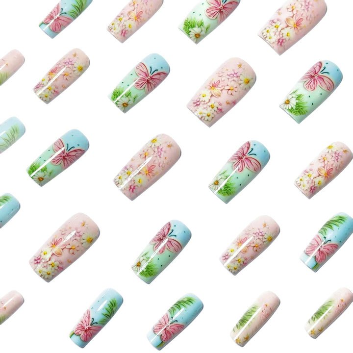 Creative Flower and Butterfly Art Nails Bowlift