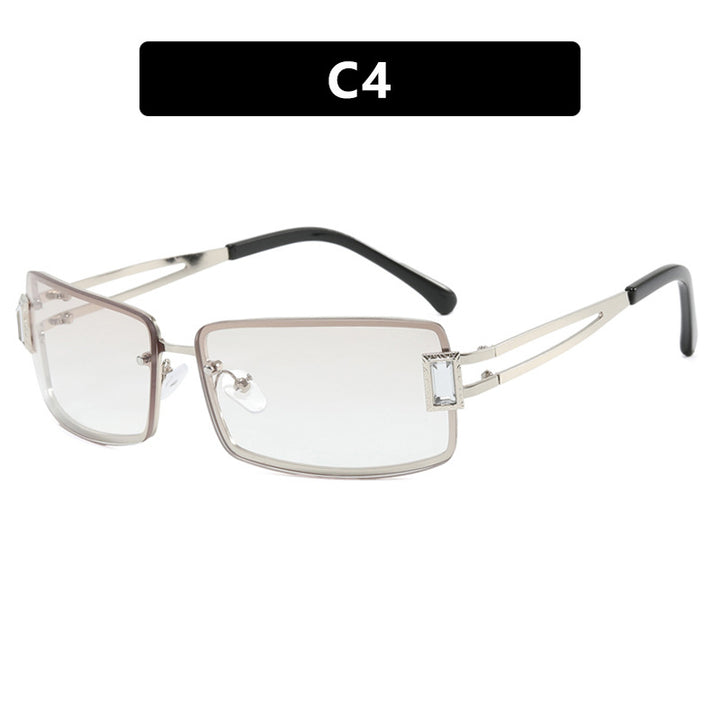 Ladies stylish sunglasses with elegant trapezoidal lenses and filigree metal frame Bowlift