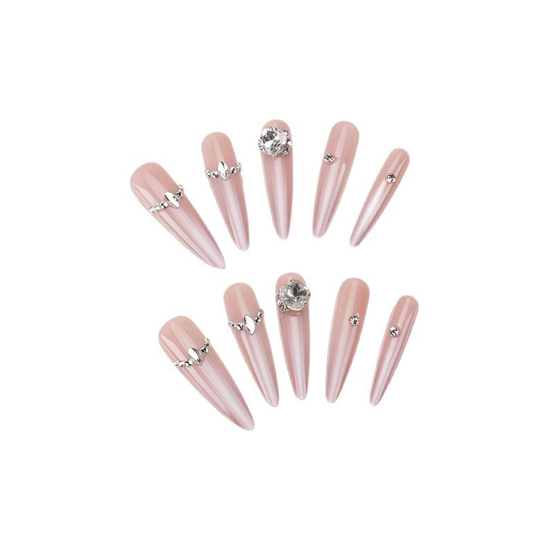 Glamorous Rhinestone-Embellished Stiletto Press-On Nails Bowlift