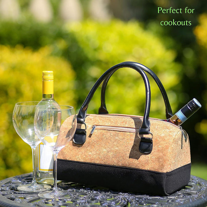 Ladies Elegant Wine Transport Bag with Insulating Lining Bowlift