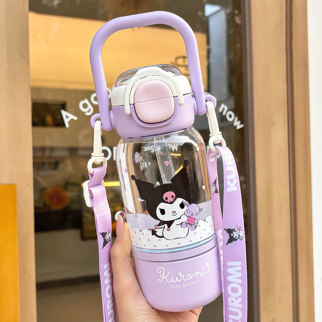 Women’s water bottle with cute animal design and sturdy carrying handle Bowlift