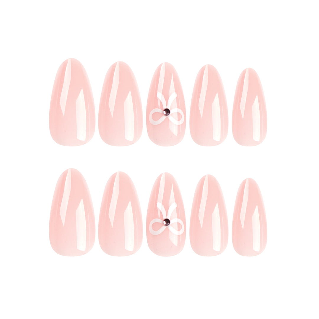 Artful Nail Extensions with Bow Decoration Bowlift