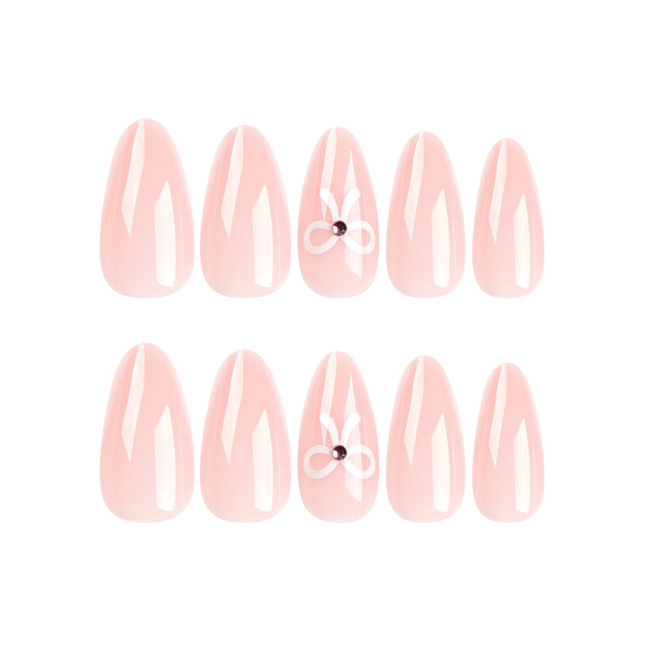 Artful Nail Extensions with Bow Decoration Bowlift