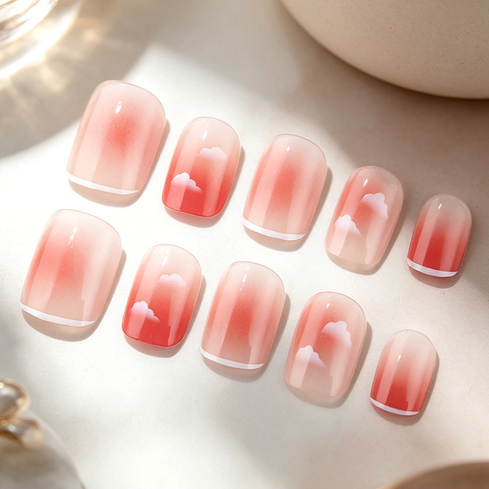 Ombre Cloud Design Press-On Nail Set Bowlift