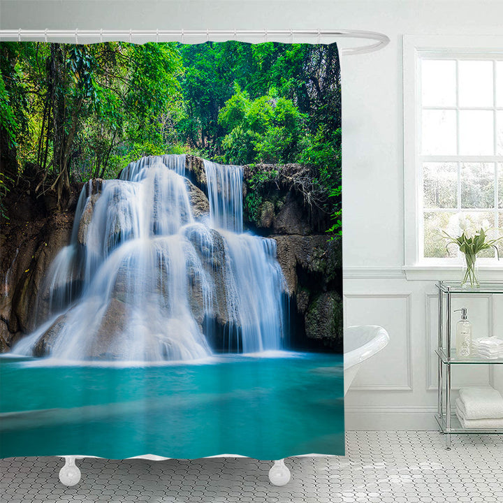 Scenic Waterfall Print Shower Curtain Bowlift