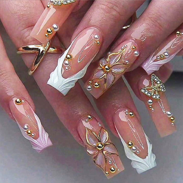 Gourmet Floral Artistic Press-On Nail Tips Bowlift