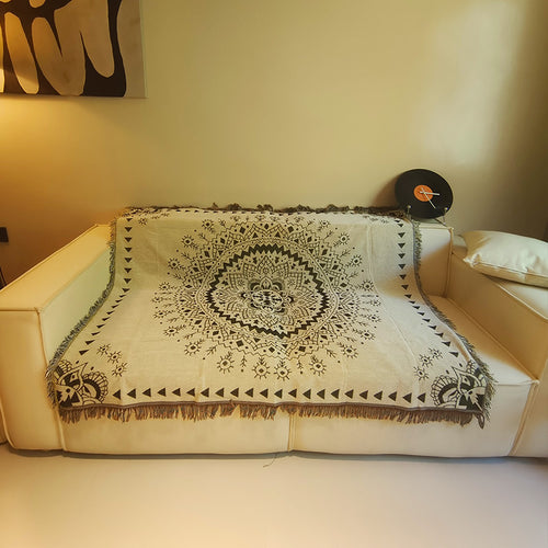 Ethnic Mandala-Inspired Decorative Throw Blanket