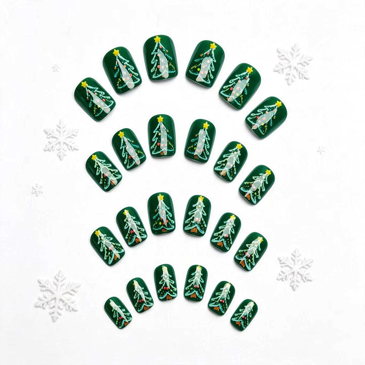 Festive Christmas Tree Nail Art Bowlift
