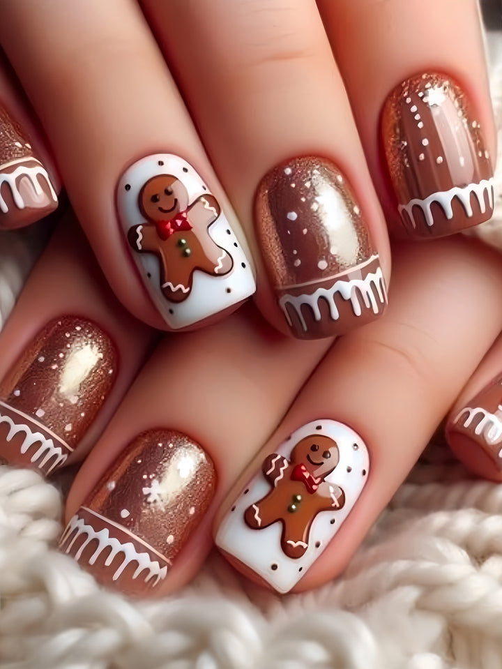 Decorative Glittery Star-Accented Press-On Nail Set Bowlift