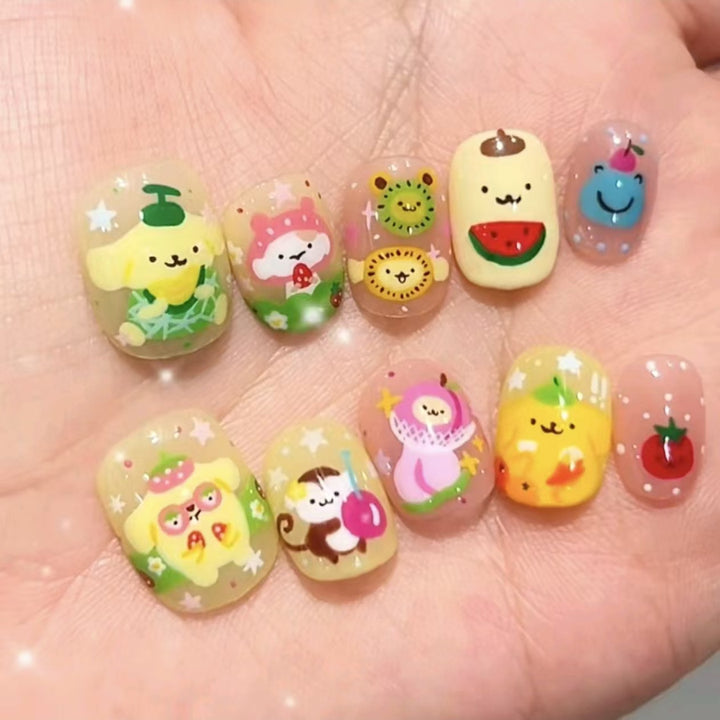 Whimsical Character Press-On Nail Art Set Bowlift