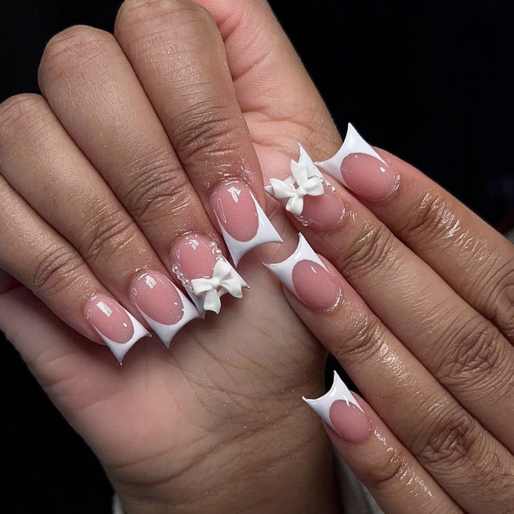 Elegant Stiletto Nail Art Extensions with Bow Accents Bowlift