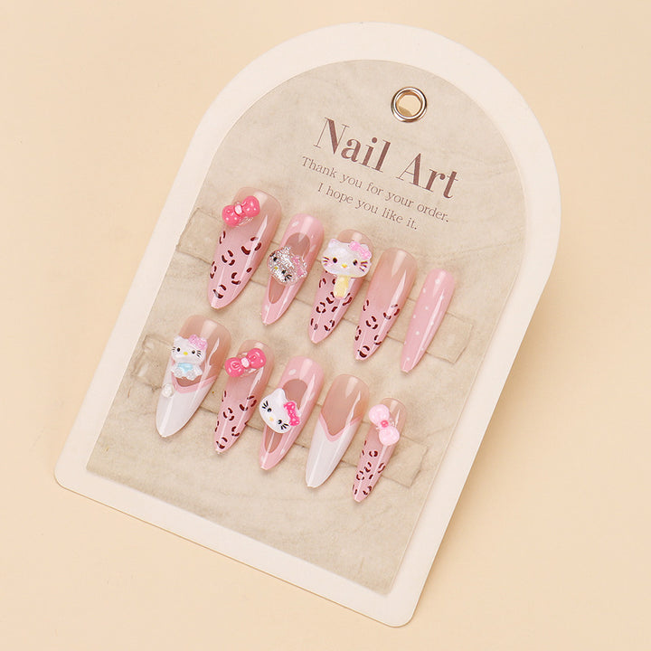 Elegant Long Press-On Nails Set with Artistic Tips Bowlift