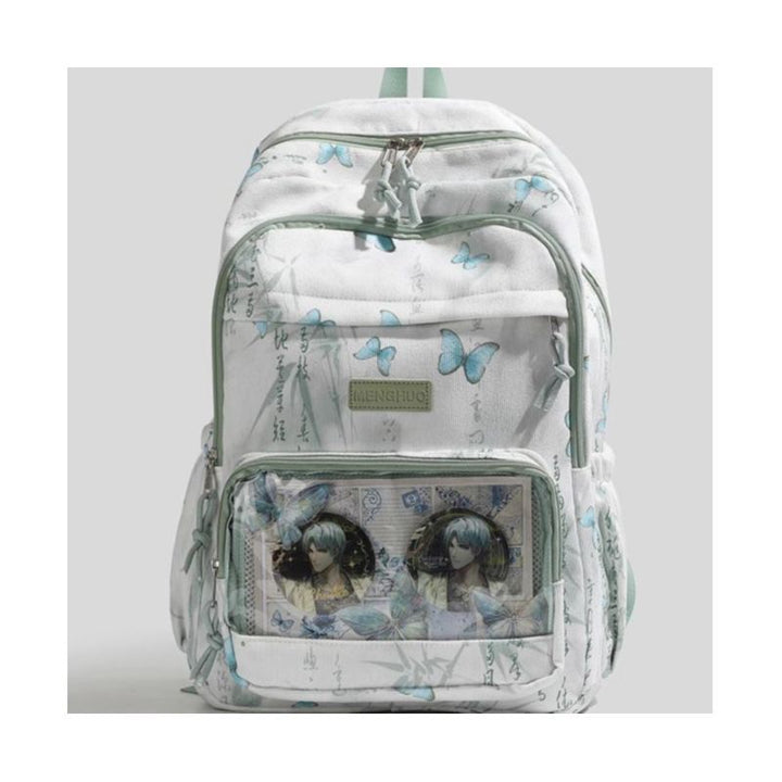 Butterfly-Printed Multi-Compartment Backpack Bowlift