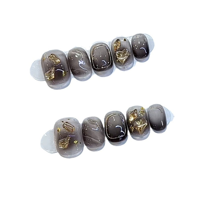 Artistic Marble Effect Press-On Nail Set Bowlift