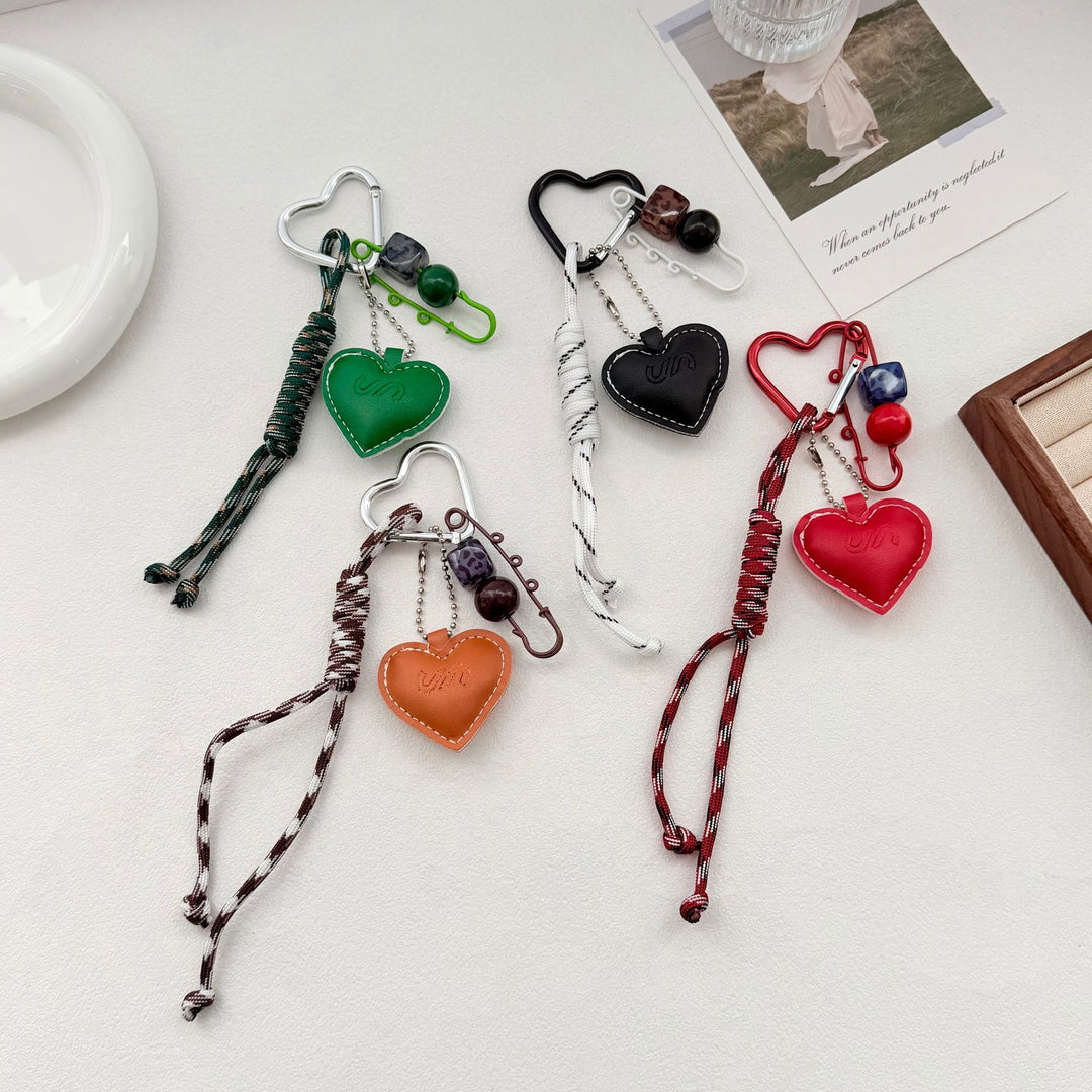 Heart-Shaped Leather Keychain Bowlift