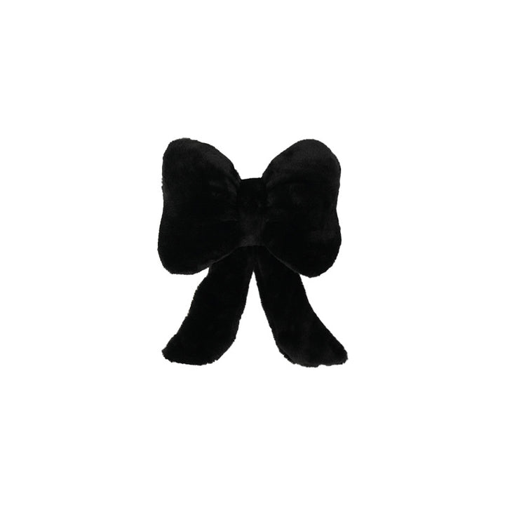 plush bow-shaped decorative throw cushion with long tails and faux-fur texture Bowlift