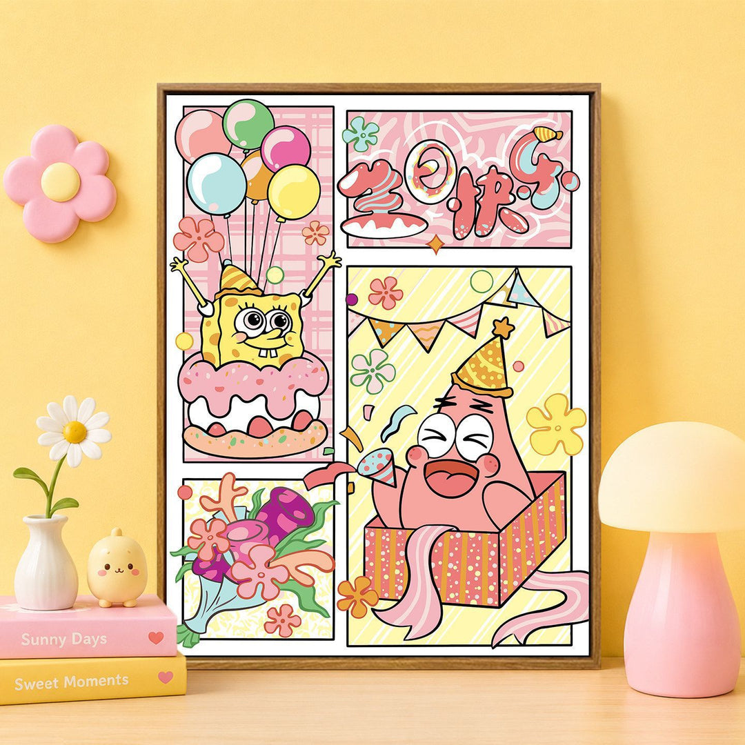 Cartoon Character Themed Wall Art Print Bowlift
