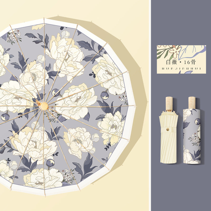 Women's elegant designer umbrella with floral pattern Bowlift