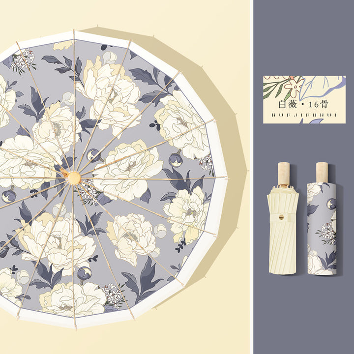Women's elegant designer umbrella with floral pattern Bowlift