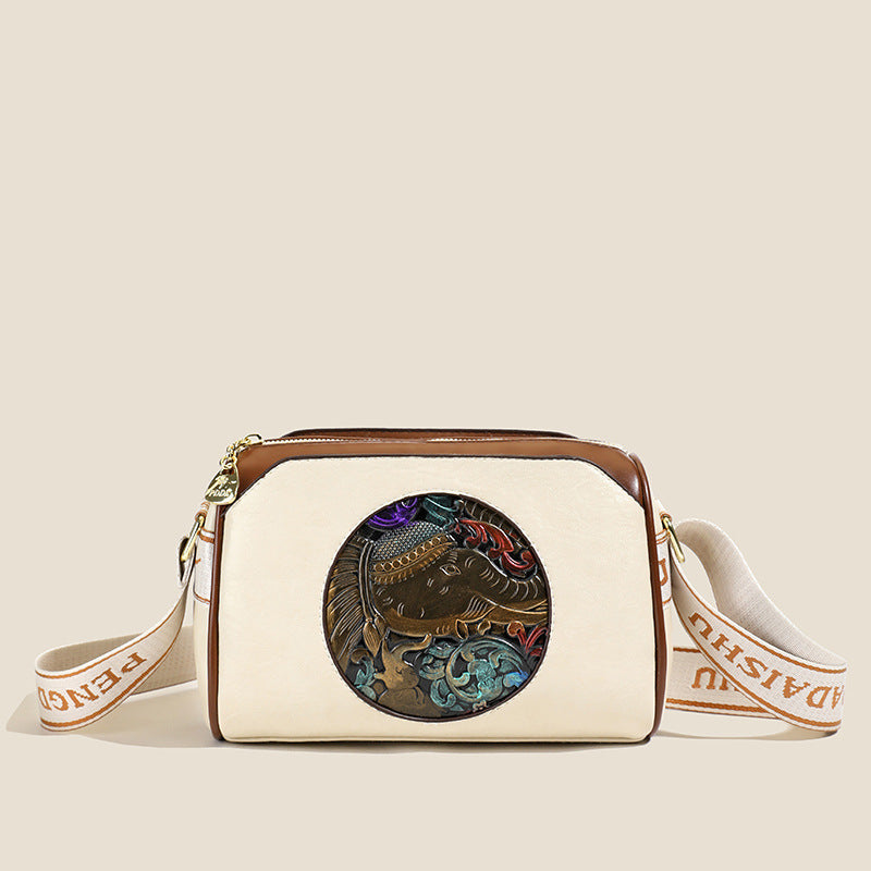 Vintage-Inspired Leather Crossbody Bag Bowlift