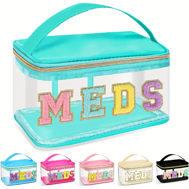 Transparent cosmetic organizer bag with glitter details Bowlift