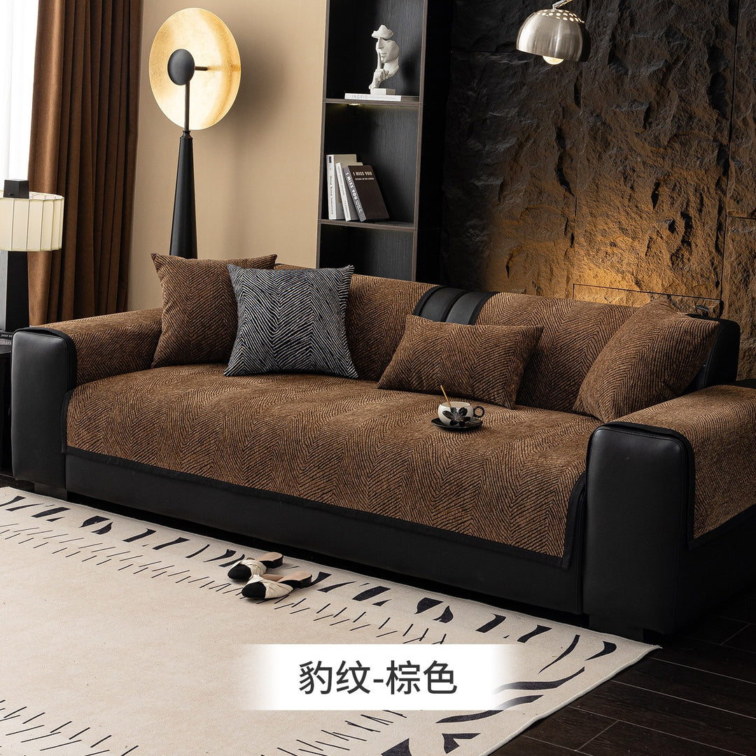 Modern Stretch Sofa Slipcover Set with Herringbone Chevron Texture Bowlift
