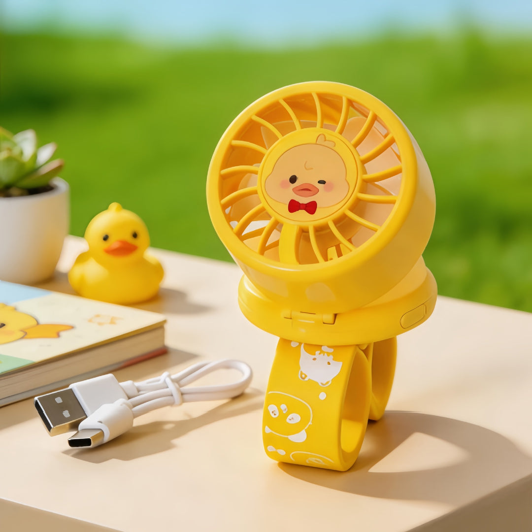 Women's Portable Spray Hand Fan in Cute Duck Design Bowlift