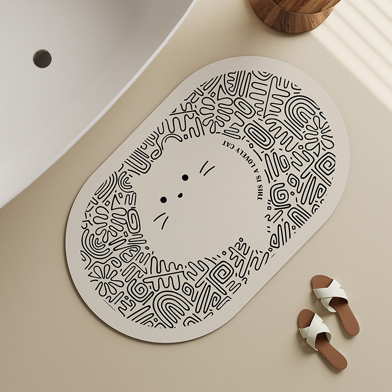 Decorative Dog-Themed Bath Mat Bowlift