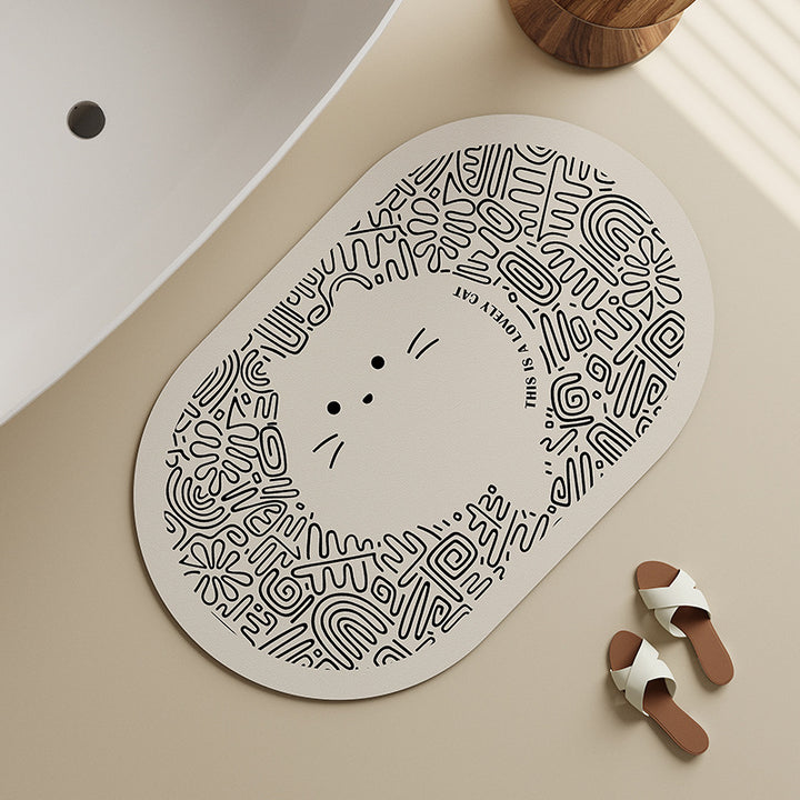 Decorative Dog-Themed Bath Mat Bowlift